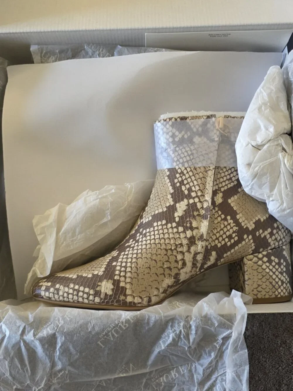 Ralph Lauren Wynne II Snake Print Leather Ankle Boots 10B Python Block Heel NIB
